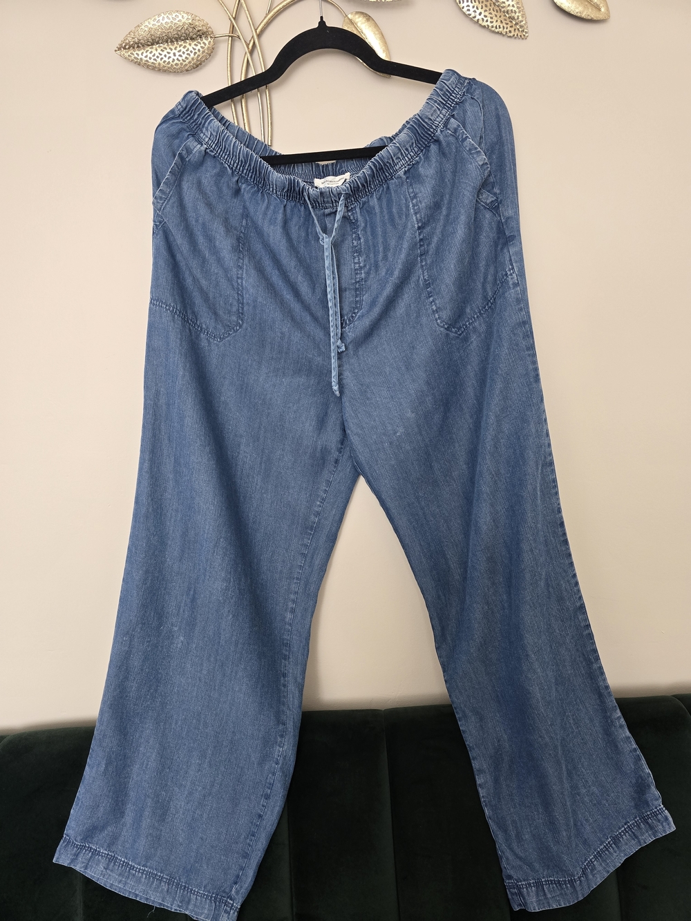 beachlunchlounge Light Chambray Wide Leg Pants - Light Blue Size L